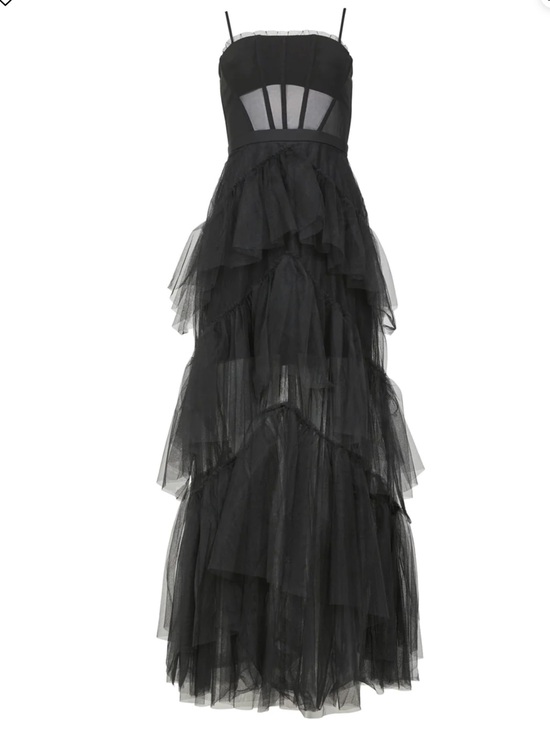 BCBGMaxAzria Dresses & Skirts - BCBGMaxAzria Black Strapless Tiered Tulle Gown. SZ 8